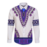 Africa Long Sleeve Button Shirt African Dashiki Royal Purple Version - Wonder Print Shop