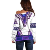 Africa Off Shoulder Sweater African Dashiki Royal Purple Version - Wonder Print Shop