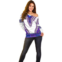 Africa Off Shoulder Sweater African Dashiki Royal Purple Version - Wonder Print Shop