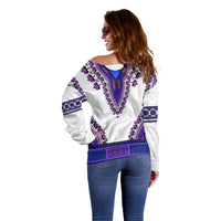 Africa Off Shoulder Sweater African Dashiki Royal Purple Version - Wonder Print Shop