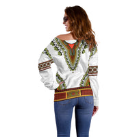 Africa Off Shoulder Sweater African Dashiki Royal Gold Version - Wonder Print Shop