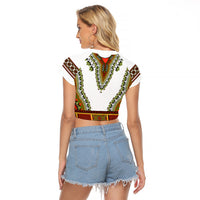 Africa Raglan Cropped T Shirt African Dashiki Royal Gold Version - Wonder Print Shop