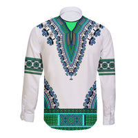 Africa Long Sleeve Button Shirt African Dashiki Royal Turquoise Version - Wonder Print Shop