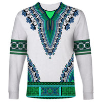 Africa Long Sleeve Shirt African Dashiki Royal Turquoise Version - Wonder Print Shop