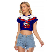 American Samoa Football Raglan Cropped T Shirt Polynesian Sporty Style - Wonder Print Shop