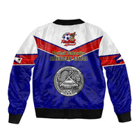 American Samoa Football Sleeve Zip Bomber Jacket Polynesian Sporty Style - Wonder Print Shop