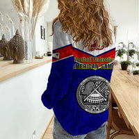 American Samoa Football Women Casual Shirt Polynesian Sporty Style - Wonder Print Shop