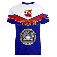 American Samoa Football Women V Neck T Shirt Polynesian Sporty Style - Wonder Print Shop