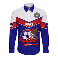 Personalised American Samoa Football Long Sleeve Button Shirt Polynesian Sporty Style - Wonder Print Shop