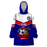 Personalised American Samoa Football Wearable Blanket Hoodie Polynesian Sporty Style - Wonder Print Shop