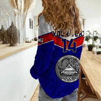 Personalised American Samoa Football Women Casual Shirt Polynesian Sporty Style - Wonder Print Shop