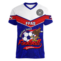 Personalised American Samoa Football Women V Neck T Shirt Polynesian Sporty Style - Wonder Print Shop