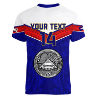 Personalised American Samoa Football Women V Neck T Shirt Polynesian Sporty Style - Wonder Print Shop