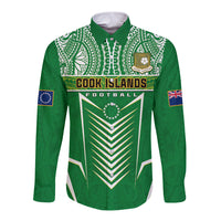 Cook Islands Football Long Sleeve Button Shirt Go Kuki Airani Polynesian Sporty Style - Wonder Print Shop