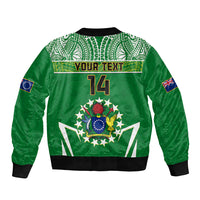 Personalised Cook Islands Football Bomber Jacket Go Kuki Airani Polynesian Sporty Style - Wonder Print Shop