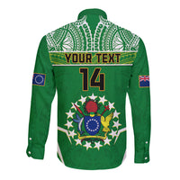 Personalised Cook Islands Football Long Sleeve Button Shirt Go Kuki Airani Polynesian Sporty Style - Wonder Print Shop