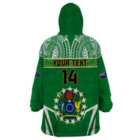 Personalised Cook Islands Football Wearable Blanket Hoodie Go Kuki Airani Polynesian Sporty Style - Wonder Print Shop