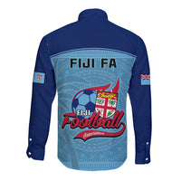 Fiji Football Long Sleeve Button Shirt Fijian Tapa Pattern Sporty Style - Wonder Print Shop