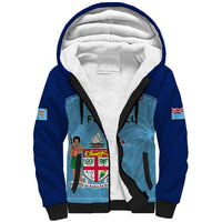 Personalised Fiji Football Sherpa Hoodie Fijian Tapa Pattern Sporty Style - Wonder Print Shop