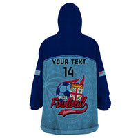 Personalised Fiji Football Wearable Blanket Hoodie Fijian Tapa Pattern Sporty Style - Wonder Print Shop