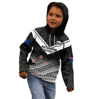 Aotearoa Football Kid Hoodie Go New Zealand Maori Fern Pattern - Wonder Print Shop