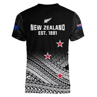 Aotearoa Football Women V Neck T Shirt Go New Zealand Maori Fern Pattern - Wonder Print Shop