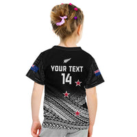 Personalised Aotearoa Football Kid T Shirt Go New Zealand Maori Fern Pattern - Wonder Print Shop