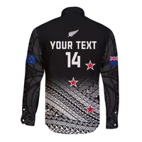 Personalised Aotearoa Football Long Sleeve Button Shirt Go New Zealand Maori Fern Pattern - Wonder Print Shop