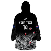 Personalised Aotearoa Football Wearable Blanket Hoodie Go New Zealand Maori Fern Pattern - Wonder Print Shop