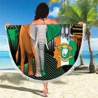 Personalized Cote dIvoire Independence Day Beach Blanket Ivory Coast Elephant African Pattern - Wonder Print Shop