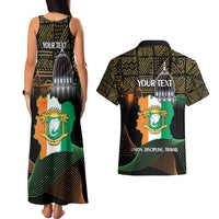 Personalized Cote dIvoire Independence Day Couples Matching Tank Maxi Dress and Hawaiian Shirt Ivory Coast Elephant African Pattern - Wonder Print Shop