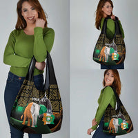 Personalized Cote dIvoire Independence Day Grocery Bag Ivory Coast Elephant African Pattern