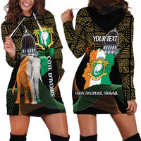 Personalized Cote dIvoire Independence Day Hoodie Dress Ivory Coast Elephant African Pattern - Wonder Print Shop