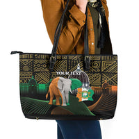Personalized Cote dIvoire Independence Day Leather Tote Bag Ivory Coast Elephant African Pattern - Wonder Print Shop