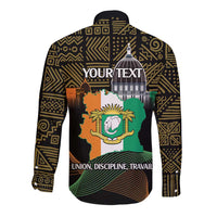 Personalized Cote dIvoire Independence Day Long Sleeve Button Shirt Ivory Coast Elephant African Pattern - Wonder Print Shop