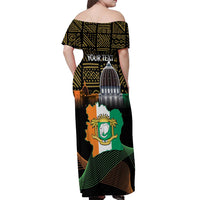 Personalized Cote dIvoire Independence Day Off Shoulder Maxi Dress Ivory Coast Elephant African Pattern - Wonder Print Shop
