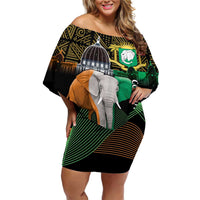 Personalized Cote dIvoire Independence Day Off Shoulder Short Dress Ivory Coast Elephant African Pattern - Wonder Print Shop