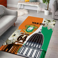 Personalized Ivory Coast Independence Day Area Rug Ornithogalum Arabicum Happy 64 Years Anniversary - Wonder Print Shop