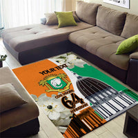 Personalized Ivory Coast Independence Day Area Rug Ornithogalum Arabicum Happy 64 Years Anniversary - Wonder Print Shop