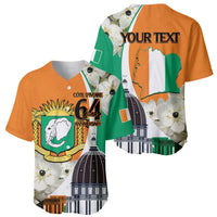 Personalized Ivory Coast Independence Day Baseball Jersey Ornithogalum Arabicum Happy 64 Years Anniversary - Wonder Print Shop