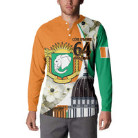 Personalized Ivory Coast Independence Day Button Sweatshirt Ornithogalum Arabicum Happy 64 Years Anniversary - Wonder Print Shop