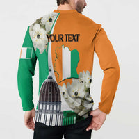 Personalized Ivory Coast Independence Day Button Sweatshirt Ornithogalum Arabicum Happy 64 Years Anniversary - Wonder Print Shop