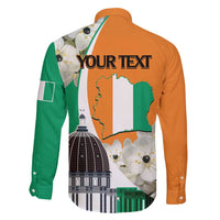 Personalized Ivory Coast Independence Day Family Matching Long Sleeve Bodycon Dress and Hawaiian Shirt Ornithogalum Arabicum Happy 64 Years Anniversary - Wonder Print Shop