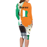 Personalized Ivory Coast Independence Day Family Matching Long Sleeve Bodycon Dress and Hawaiian Shirt Ornithogalum Arabicum Happy 64 Years Anniversary - Wonder Print Shop