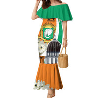 Personalized Ivory Coast Independence Day Family Matching Mermaid Dress and Hawaiian Shirt Ornithogalum Arabicum Happy 64 Years Anniversary - Wonder Print Shop