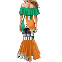 Personalized Ivory Coast Independence Day Family Matching Mermaid Dress and Hawaiian Shirt Ornithogalum Arabicum Happy 64 Years Anniversary - Wonder Print Shop