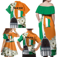 Personalized Ivory Coast Independence Day Family Matching Off Shoulder Maxi Dress and Hawaiian Shirt Ornithogalum Arabicum Happy 64 Years Anniversary - Wonder Print Shop