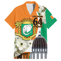 Personalized Ivory Coast Independence Day Family Matching Off Shoulder Maxi Dress and Hawaiian Shirt Ornithogalum Arabicum Happy 64 Years Anniversary - Wonder Print Shop