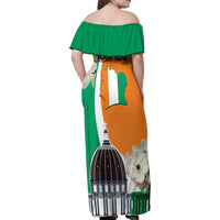 Personalized Ivory Coast Independence Day Family Matching Off Shoulder Maxi Dress and Hawaiian Shirt Ornithogalum Arabicum Happy 64 Years Anniversary - Wonder Print Shop