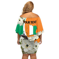 Personalized Ivory Coast Independence Day Family Matching Off Shoulder Short Dress and Hawaiian Shirt Ornithogalum Arabicum Happy 64 Years Anniversary - Wonder Print Shop